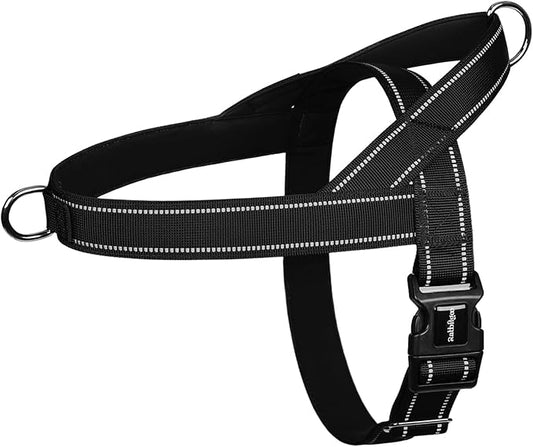 rabbitgoo Dog Harness No Pull, Quick Fit for Large Dogs with Soft Padded Handle, Chest Adjustable Reflective Pet Vest, No Choke Escape Proof for Walking Training, Black XL