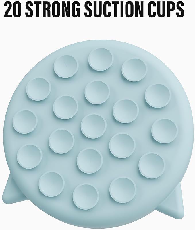 Silicone Cat Slow Feeder Bowl with Suction Cups, Puzzle Feeder, Interactive Toys for Cats, Reduces Overeating (Blue, 1 Cup)