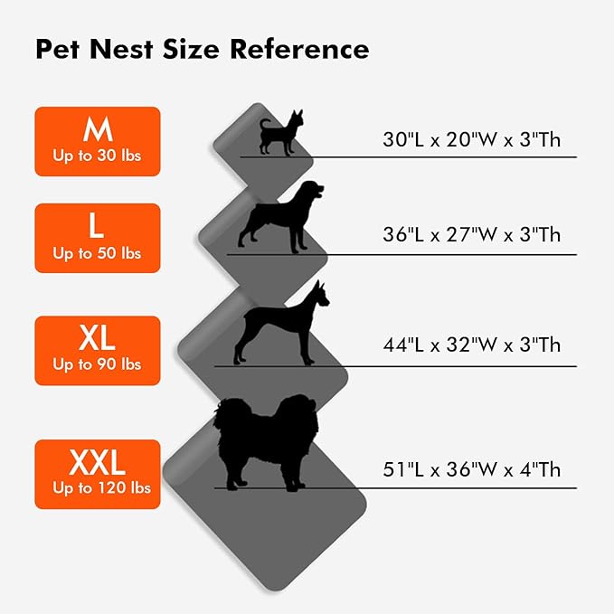 HEATFOX Upgraded Heated Dog Bed, 24V Safe Voltage Arthritis Orthopedic Dog Bed with Memory Foam, Heated Pet Bed with Waterproof Cover for Medium, Large, XL Dogs (L)