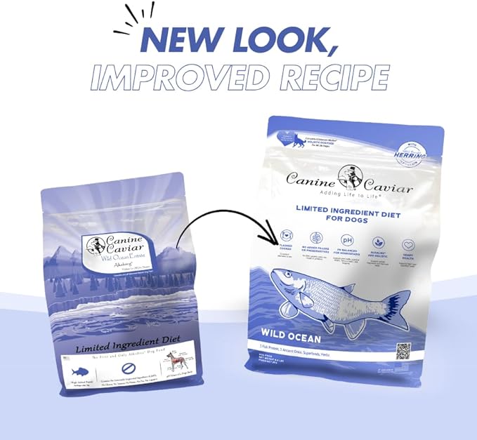 Canine Caviar - Wild Ocean: Herring & Teff Alkaline Dry Dog Food, Limited Ingredients, Gluten-Free, Based on Science & Research, Veterinary Alternative Diet (4.4 Pound Bag)