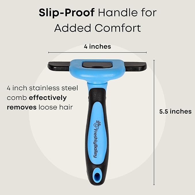 Freshly Bailey Deshedding Brush for Short Haired Dogs & Cats - Cat and Dog Brush for Shedding Short Hair - Highly Effective Deshedder Grooming Comb
