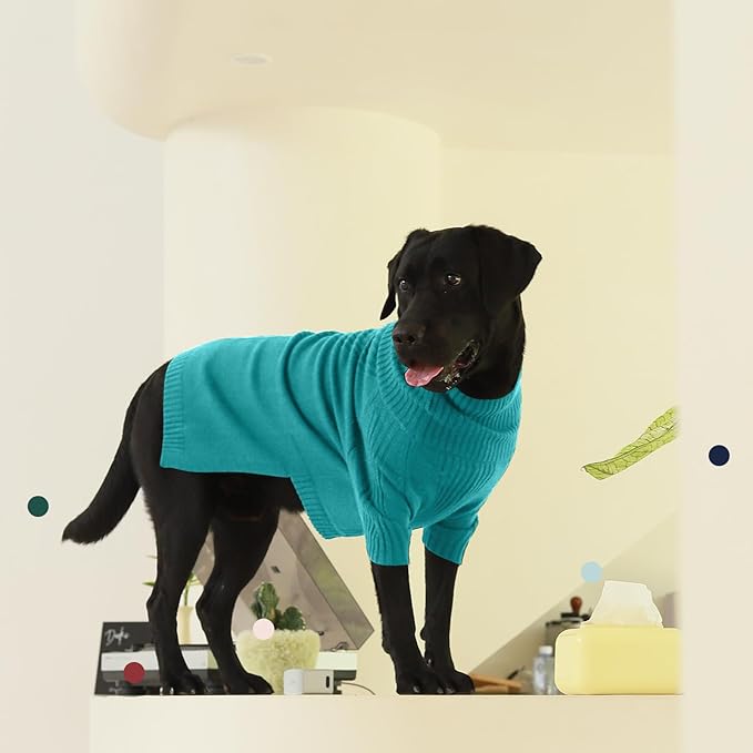 IECOii Extra-Large Dog Sweater 4XL,Christmas Dog Sweaters for Extra Large Dogs Girl Boy,Turtleneck Knitted Knitwear Easy On Doggie Sweatshirt Dog Sweater for Doberman,Great Dane(Lake-Green,XXXXL)