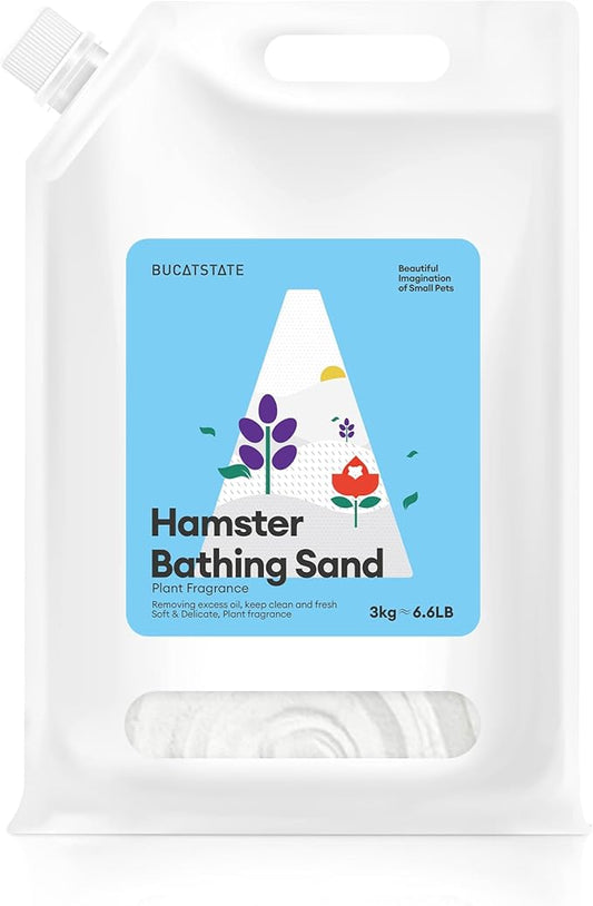 BUCATSTATE Hamster Bath Sand, 6.6LB Potty Litter Sand | Odor Control | Plant Scented Bathing Sand for Chinchillas Gerbil Mice Degu (Plant Scented)