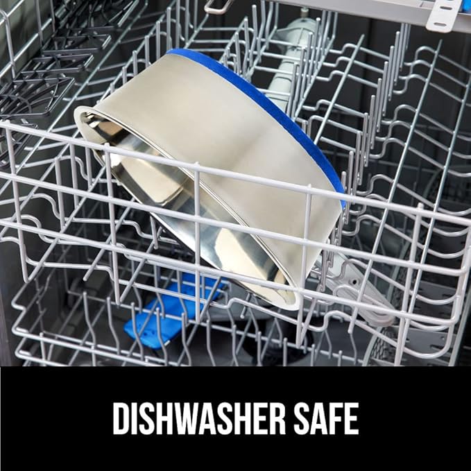 GORILLA GRIP Set of 2 Dog Bowls, Holds 6 Cups (48 fl oz), Heavy Duty Metal Food and Water Bowl for Feeding Dogs and Cats, Dishwasher Safe, Rust Resistant Stainless Steel, BPA Free Rubber Base, Blue