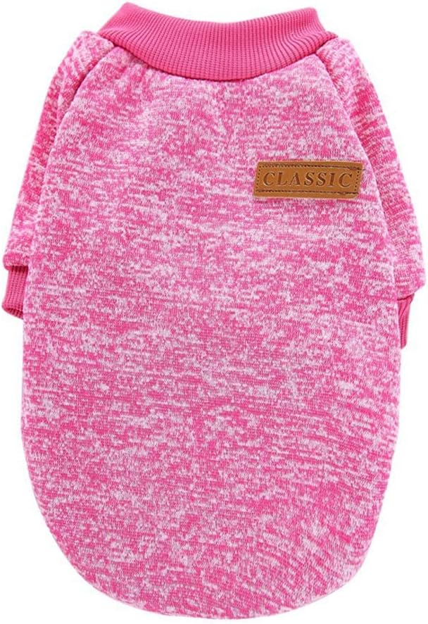 Jecikelon Dog Clothes Dogs Sweater Soft Puppies Clothing Winter Puppy Sweaters Warm Outfit for Dogs Small XXS XS Cat Apparel (X-Large, Rose)