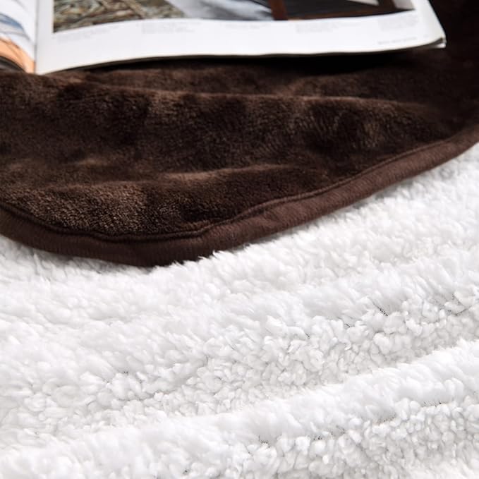 Waterproof Blanket for Bed Couch Sofa, Soft Liquid Pee Proof Pet Blanket for Dog Puppy Cat, Reversible Sherpa Fleece Furniture Protector (Brown, 50x60 inches)