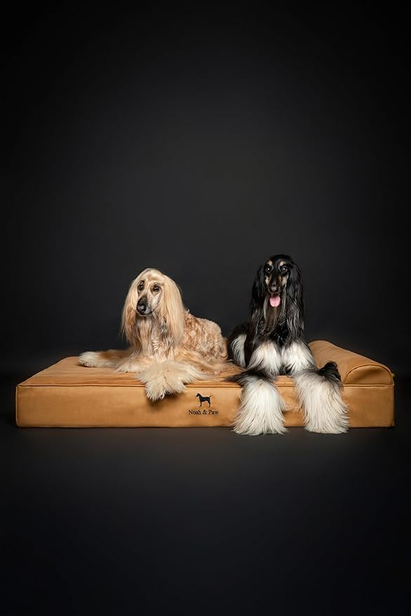 NOAH & PAW Giant Dog Bed XXL 55x45x9.5 Inch, Orthopedic Dog Beds, Eggshell Memory Foam Infused with Cooling Gel, Waterproof, Machine Washable, Includes Inner Cover (Faux Leather)