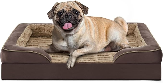 FURTIME Orthopedic Dog Bed for Small Dogs - Waterproof Dog Sofa Beds Small, Supportive Foam Pet Couch Bed with Removable Washable Cover, Waterproof Lining and Nonskid Bottom, Khaki