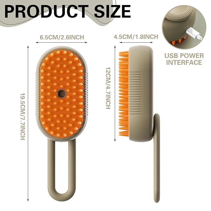 Steamy Pet Brush - Convenient Hair Removal, Easy Collection, Massage Function - Ideal Steam Brush for Cats! (White)