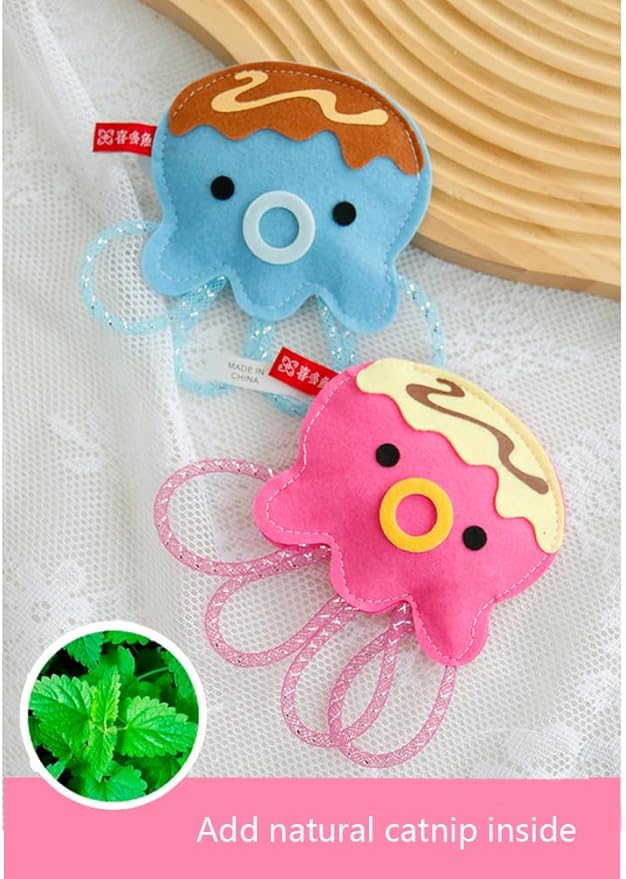 ROHOME Catnip Toys for Cat,Kitten Chew Teeth Cleaning Toy,Interactive Plush Toys for Swatting and Playing,Cute Octopus Cat Toy (Blue)