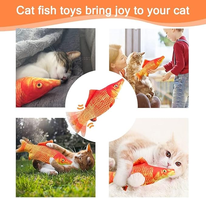 Tocirelo Cat Toys for Bored Indoor Adult Cats - Interactive Catnip Toy for for Indoor Cats,Moving Kitten Kicker, 11" Electric Flopping Fish for Boredom Kitty Exercise
