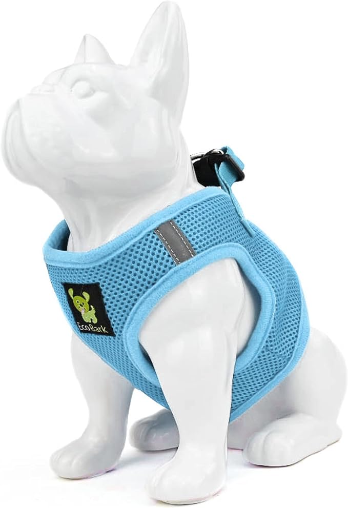 EcoBark Rapid Fastener Super Comfort Fully Adjustable Double Padded Step in Dog Harness (Medium, Sky Blue)