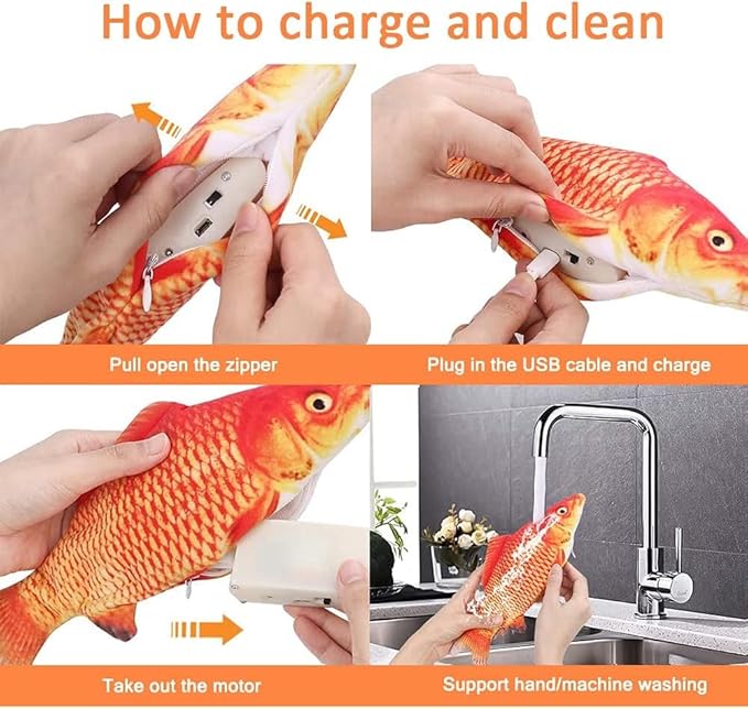 Tocirelo Cat Toys for Bored Indoor Adult Cats - Interactive Catnip Toy for for Indoor Cats,Moving Kitten Kicker, 11" Electric Flopping Fish for Boredom Kitty Exercise
