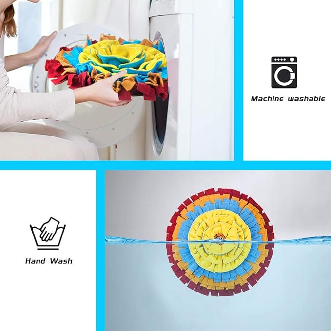 AWOOF Pet Snuffle Mat for Dogs, Interactive Feed Game for Boredom, Encourages Natural Foraging Skills for Cats Dogs Bowl Travel Use, Dog Treat Dispenser Indoor Outdoor Stress Relief (red)