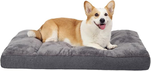 Dog Bed for Crate for Small Dogs, Machine Washable Bed Plush Pet Kennel Pad with Non-Slip Bottom, Pet Sleeping Mat, 23x17 Inch, Dark Gray