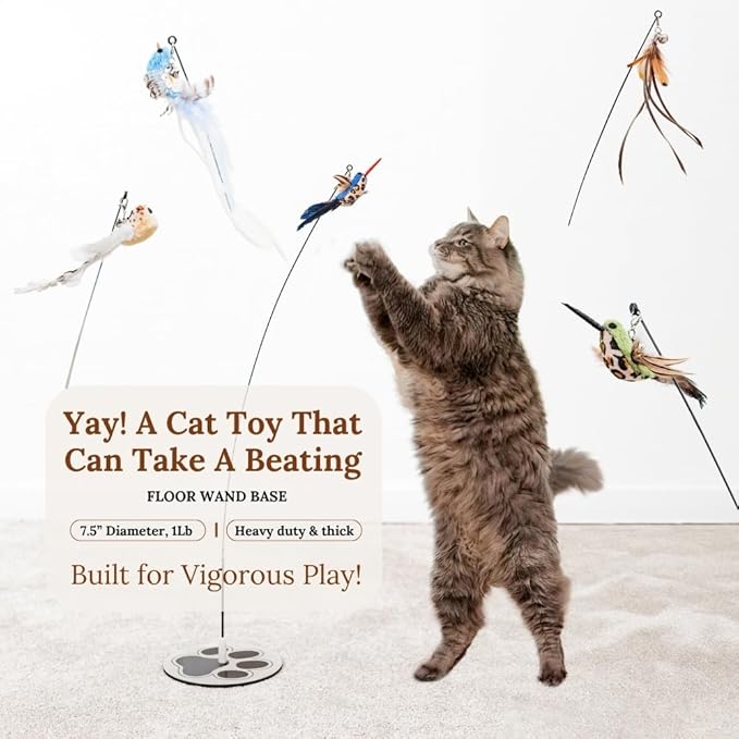 Interactive Bird Simulation Cat Toy Set Interactive Cat Toys for Indoor Cats Cat Feather Toy 5 Replacement Birds Realistic Feathers & Bells