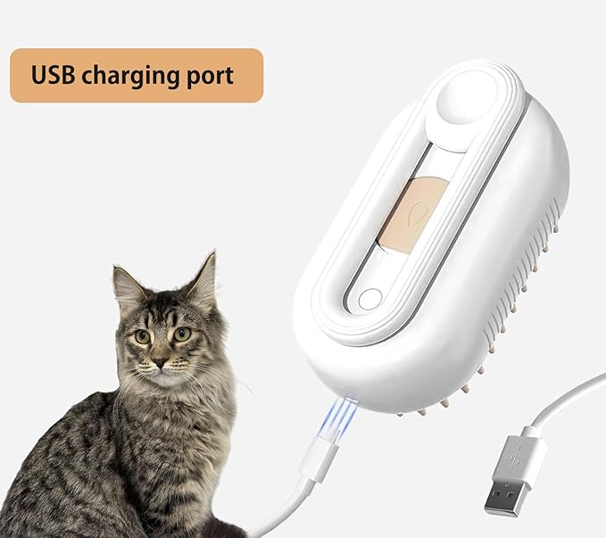 Pet Grooming Mist Brush – USB Rechargeable Deshedding & Massage Tool for Dogs & Cats