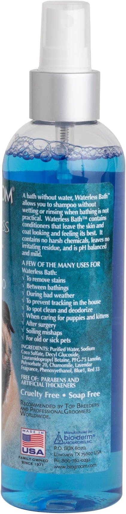 Bio-Groom Waterless Dog Shampoo - Tearless, No-Rinse, Dog Bathing Supplies, Puppy Wash, Cat & Dog Grooming Supplies, Cruelty-Free, Made in USA, Dry Shampoo Spray, Dog Products - 8 fl oz 1-Pack