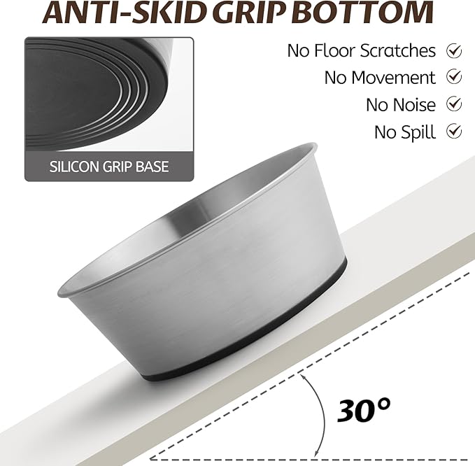 Stainless Steel Dog Bowls for Large Dogs, 64oz/8 Cups Non Slip Dog Metal Bowls, 2 Pack Food and Water Pet Bowls Heavy Duty Dishwasher Safe
