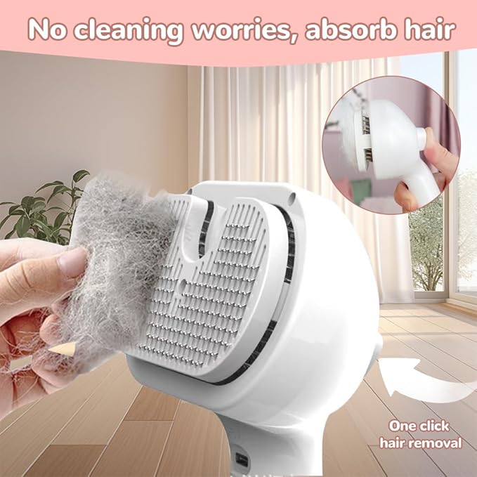 Pet Spray Hair Removal Comb, 2025 New Pet Steam Brush for Dog Cat, Steam Brush for Shedding Grooming, Water Steamy for Long Short Haired Pets, Portable Anti-Static Cat Steamy (White)