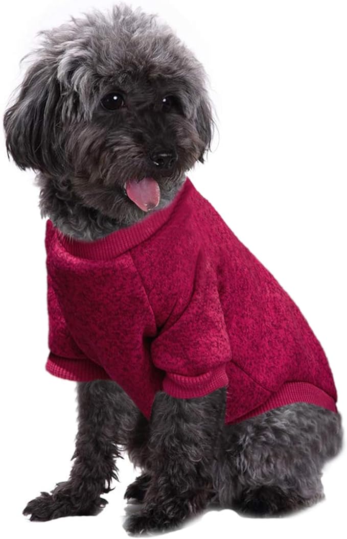 Jecikelon Dog Clothes Dogs Sweater Soft Puppies Clothing Winter Puppy Sweaters Warm Outfit for Dogs Small XXS XS Cat Apparel (Wine red, L)