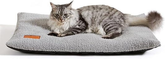 Self Warming Cat Bed Self Heating Pad 29 x 19 inch Thermal Pet mat for Indoor Outdoor Pets Double Filled Cat Mat with Washable Removable Cover Non-Slip Bottom (Light Gray)