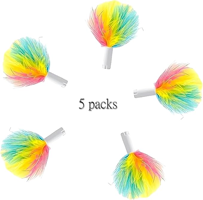 5-Piece Cat Toy Retractable Feather Accessories - Replaceable Interactive Teaser Accessories for Cats and Kittens - Durable Feathers for Hunting Games