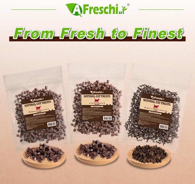 AFreschi Natural Cat Treats Chicken & Mackerel Star Shape 6 oz, All-Natural, High-Protein, Grain-Free, Healthy, Low-Fat, Easily Digestible