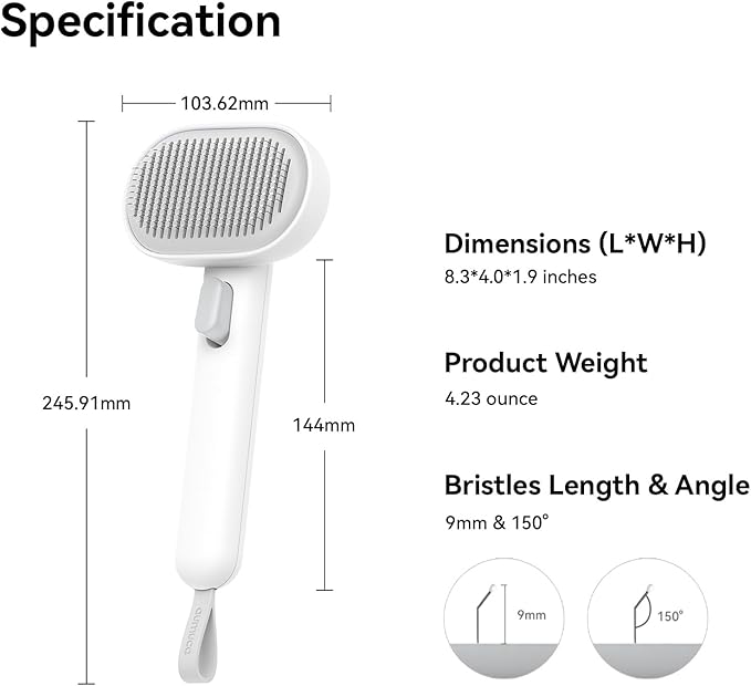 aumuca Cat Brush for Shedding, Cat Brushes for Indoor Cats, Cat Brush for Long or Short Haired Cats, Cat Hair Brush Cat Grooming Deshedding Brush for Dog Kitten Rabbit Massage Removes Loose Fur, White