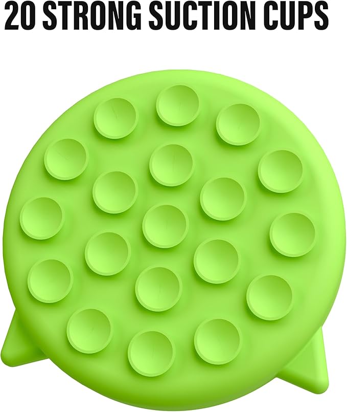 Silicone Cat Slow Feeder,Slow Feeder Bowl Wet Food with Suction Cups,Cat Interactive Toys,Effectively Reduce Overeating in Kitty (Blue+ Green, 1 Cup)