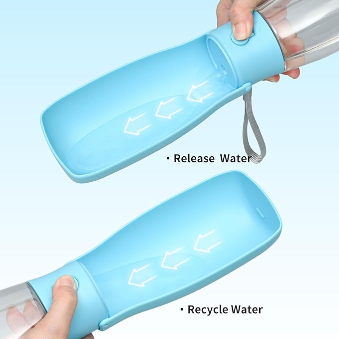 Dog Water Bottle, Leak Proof Portable Puppy Water Dispenser, Travel Puppy Water Bowl, Foldable Transparent Dog Water Bottle for Pets Outdoor Walking, Hiking, Travel, Food Grade Plastic - 19oz Blue