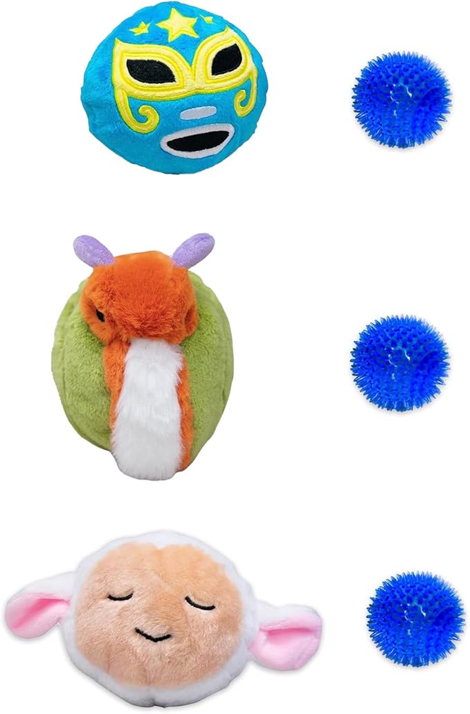 Flourish Pets 2 in 1 Dog Chew Toys for Aggressive Chewers | Non-Toxic BPA Free Double Stitched Soft Fabric Dog Toys | Long-Lasting Dog Plush Toys โ(Lachdor, Snail, Lamb)