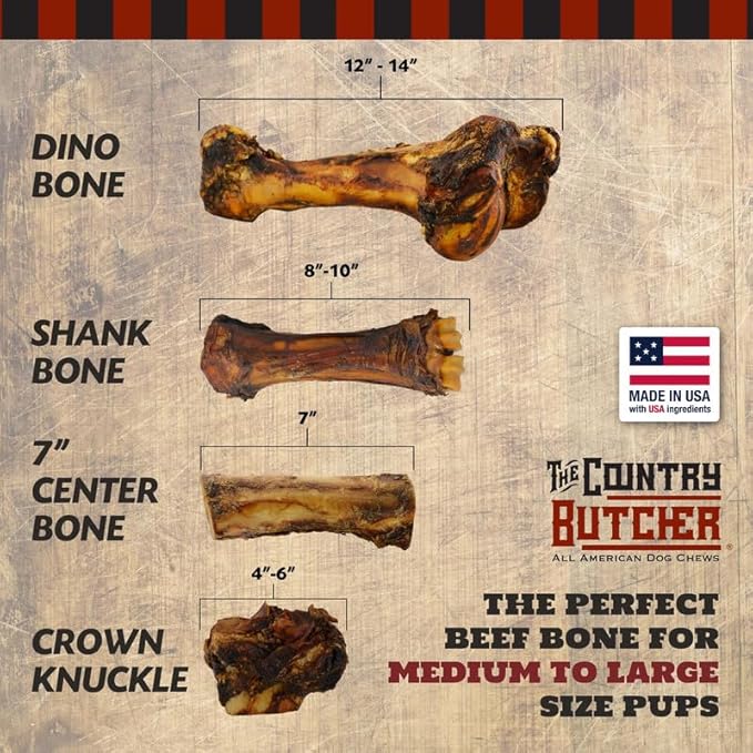 Giant Dog Bone for Aggressive Chewers, Large and Medium Breed Dog Treat, Natural, Tough, Chew Toy, Made in The USA, 1 Count