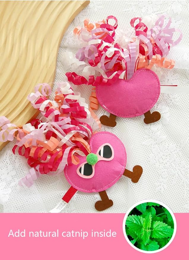 Catnip Toys for Cat,Kitten Chew Teeth Cleaning Toy,Interactive Plush Toys for Swatting and Playing,Curly-haired Figure Cat Toy (red)