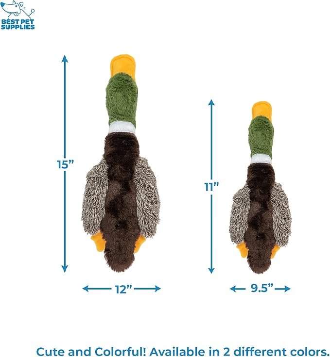 Best Pet Supplies Interactive Squeaky Dog Chew Toy, Ideal Dog Toys for Chewers, Small, Medium & Large Dogs, and Fetch Lovers - Mallard Duck (Brown), Small