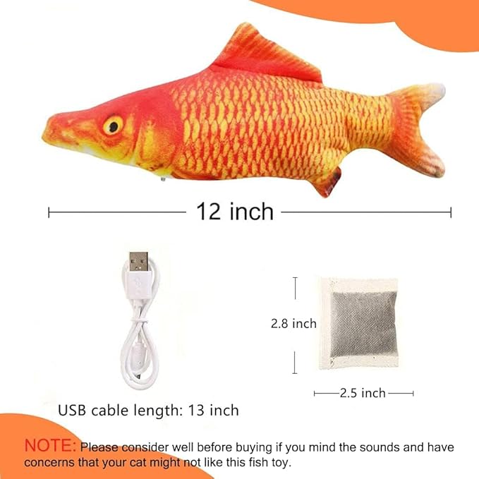 Tocirelo Cat Toys for Bored Indoor Adult Cats - Interactive Catnip Toy for for Indoor Cats,Moving Kitten Kicker, 11" Electric Flopping Fish for Boredom Kitty Exercise