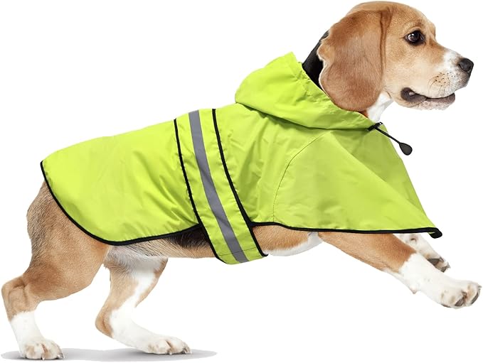Dog Raincoat Hooded - Adjustable Lightweight Pet Slicker Poncho Rain Coat, Safety Reflective Dog Rain Jacket Raincoats with Leash Hole for Small, Medium, Large Dogs (Medium, Green)