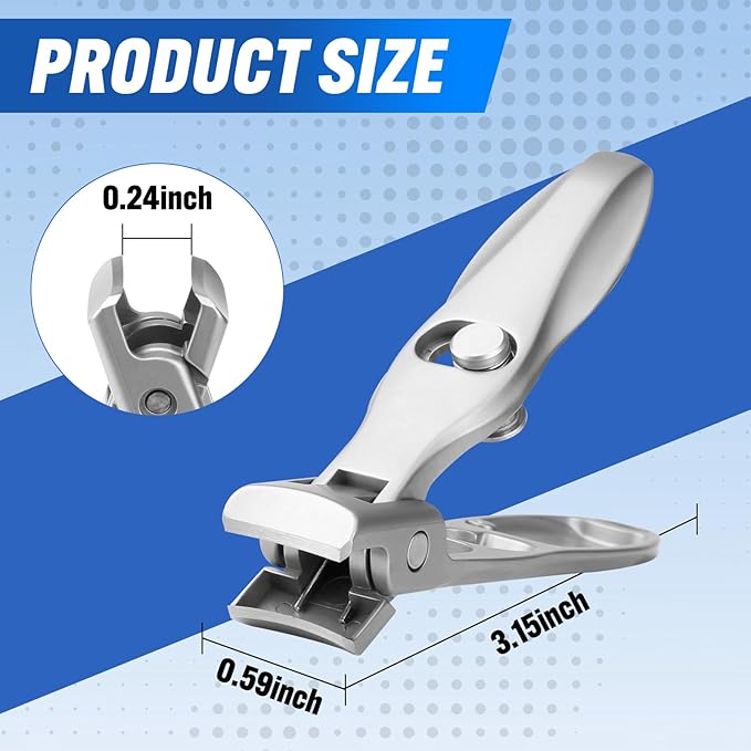 German Nail Clippers, Premium Stainless Steel Wide Jaw Anti Splash Design,Ultra Sharp Heavy Duty Clippers with Ergonomic Lever,Perfect for Men,Women, and Seniors(Silvery)