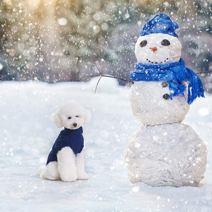 BINGPET Thermal Knitted Dog Sweater for Small Medium Large Dogs,Winter Dog Cat Coat Warm Sweartershirts Outfits,Classic Cable Knit Turtleneck Pullover Dog Jumper Coat Warm Sweartershirts