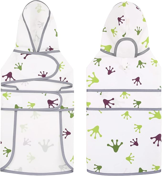 Dog Rain Coat for Large Dogs Waterproof Hooded Rain Jacket with Reflective Strips Leash Hole & Poncho Adjustable Fit (FrogPaw,XL)