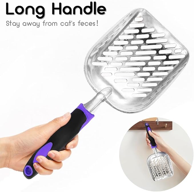 Cat Litter Scoop -Metal Cat Litter Scoop-Upgrade Sturdy Mesh Scooper - Mesh Shovel-Easy to Clean - Suitable for Cat Litter Box -Purple-More