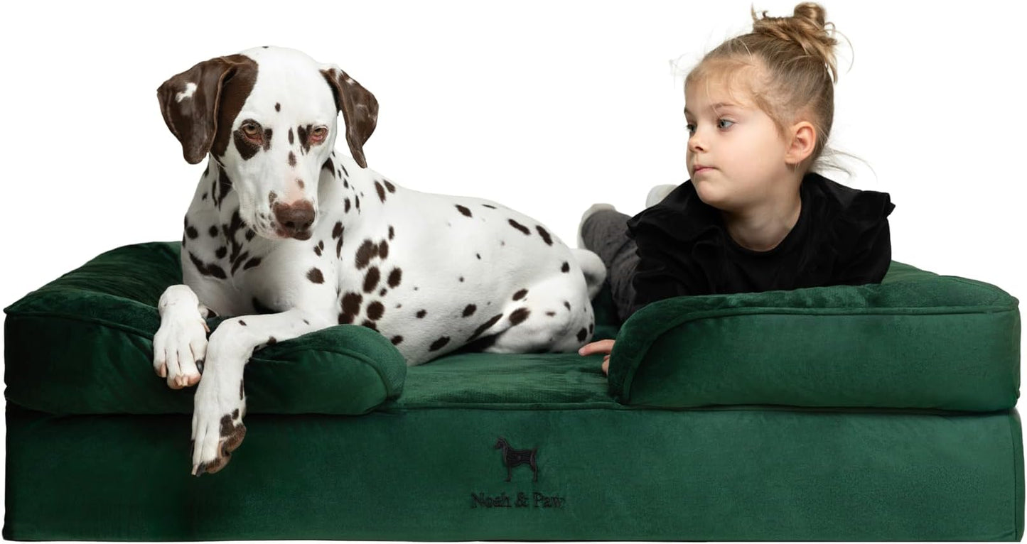 NOAH & PAW XL Dog Bed, 45x35x11 Inch, Orthopedic Large Dog Beds, Eggshell Memory Foam Infused with Cooling Gel, Inner Cover, Waterproof, Machine Washable (Velvet Sofa Collection)