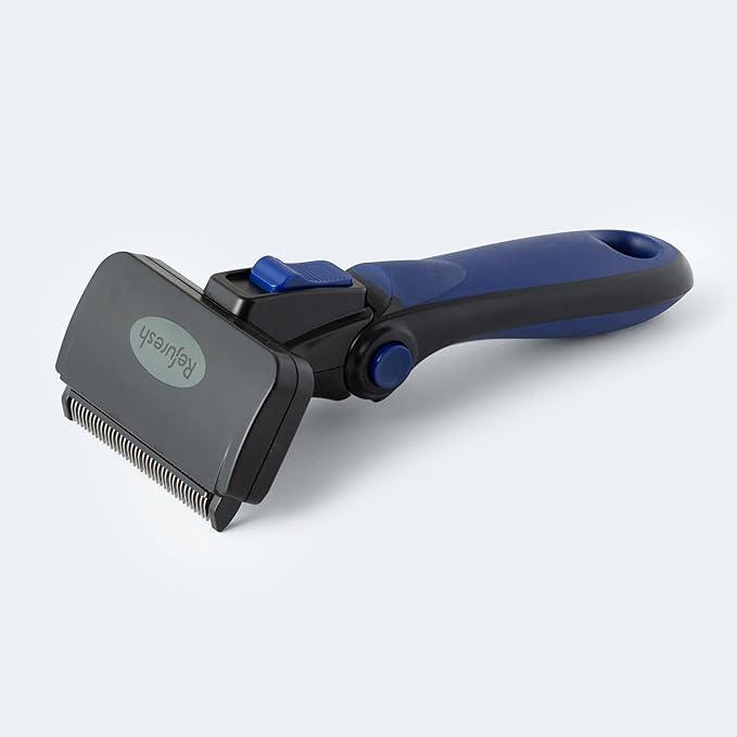 Deshedding Dog Brush for Short/Medium Hair (Medium,Blue) – Gentle Deshedding tool for Dogs & Cats – Reduces shedding, without damaging topcoat. Removes Loose Fur & Dead Undercoat.