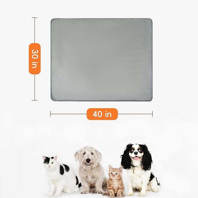 Waterproof Dog Blankets Light Grey, 30"x40" Cat Blanket for Indoor Cats, Soft Fluffy Sofa Car Bed Protector, Reversible Leakproof Flannel Puppy Blanket for Small Medium Dogs