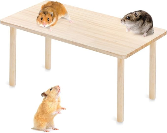 Uihwhsow Hamster Platform - Natural Wooden Hamster Platform Toy, Hamster cage Accessories, Safe Design, Easy to Assemble, Suitable for Hamster House and Habitat Decoration