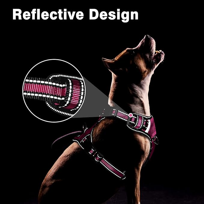 WINSEE Service Dog Vest No Pull Dog Harness with 7 Dog Patches, Reflective Pet Harness with Durable Soft Padded Handle for Puppies, Small, Medium, Large, and Extra-Large Dogs