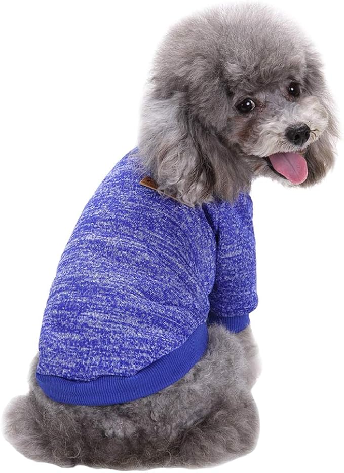 Jecikelon Dog Clothes Dogs Sweater Soft Puppies Clothing Winter Puppy Sweaters Warm Outfit for Dogs Small XXS XS Cat Apparel (X-Small, Dark Blue)