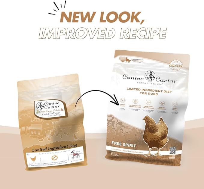 Canine Caviar - Free Spirit: Chicken & Pearl Millet Alkaline Dry Dog Food, Limited Ingredients, Gluten-Free, Based on Science & Research, Veterinary Alternative Diet (4.4 Pound Bag)