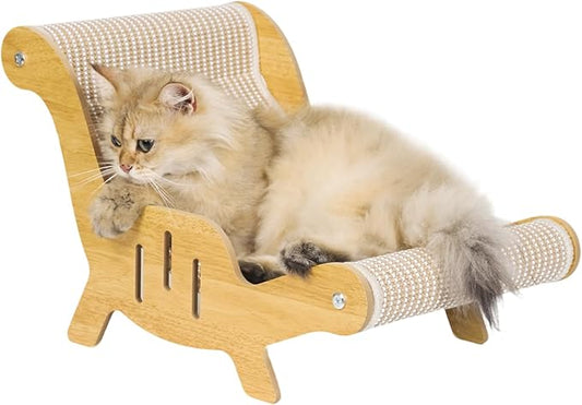 Cat Scratcher,cat Toys for Indoor Cats, Hand-Woven Hemp Rope, no Shedding, cat Bed, Durable and Sturdy, Beautifully Crafted Wood.