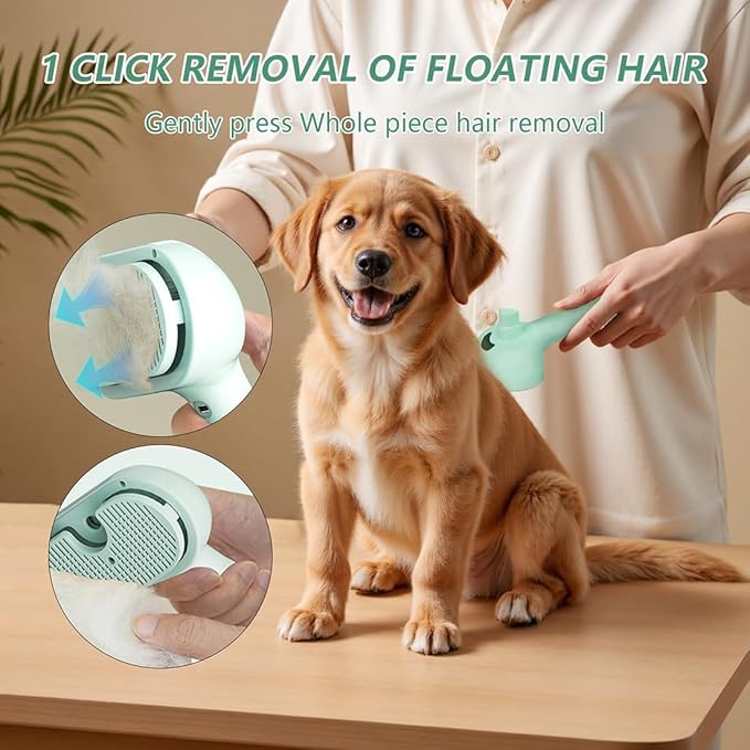 Pet Steam Brush for Dog and Cat,3 in 1 Spray Hair Removal Comb,Steam for Shedding & Grooming,Water Brush for Long and Short Haired Pets Remove Tangled Loose Hairs (White)